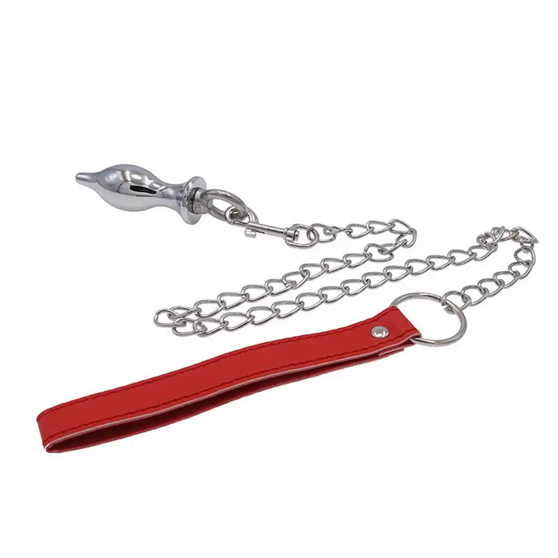 Unisex Metal Butt Plug With Traction Rope Adult Toy For Bedroom Orgasm