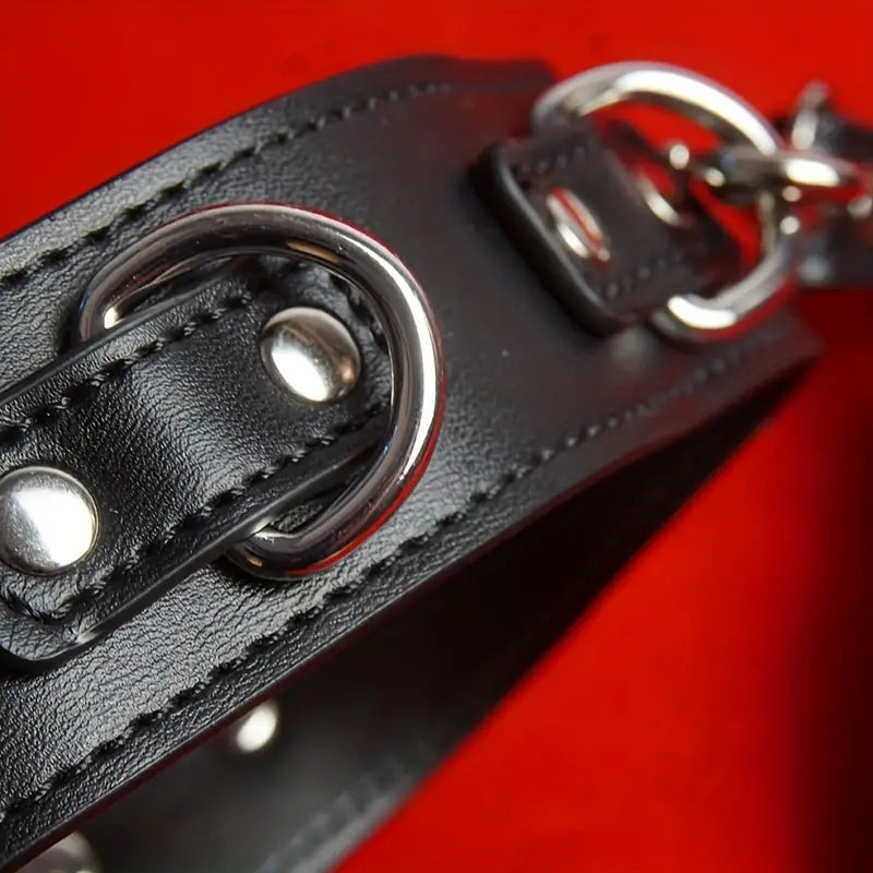 BDSM Anal Hook & Beads Set With Faux Leather Collar Handcuffs Butt Plug