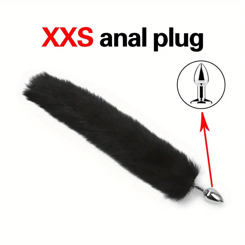 Three Size Dog Tail Metal Anal Plug Animal Tail Butt Plug Cosplay Sex Games