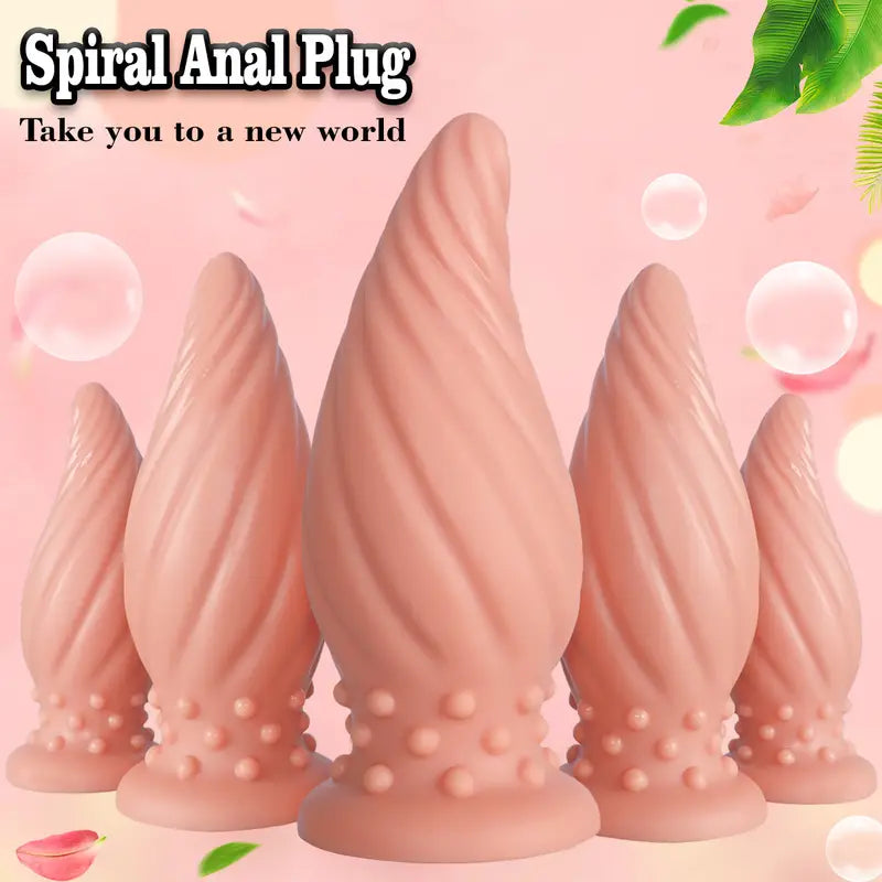 New Apricot-Colored Special Spiral Cone Anal Plug Novel Anal Toy