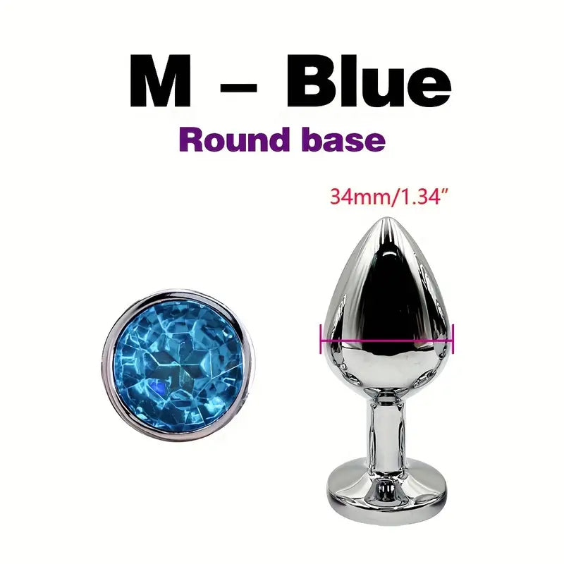 BDSM Metal Anal Plug With Gem Base For Beginner To Expert G-spot