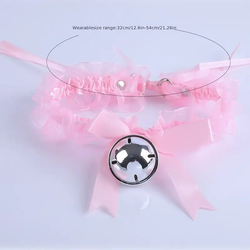 Set Dtachable Fox Tail Anal Plugs Cute Cat Women Dress-up Bell Necklace