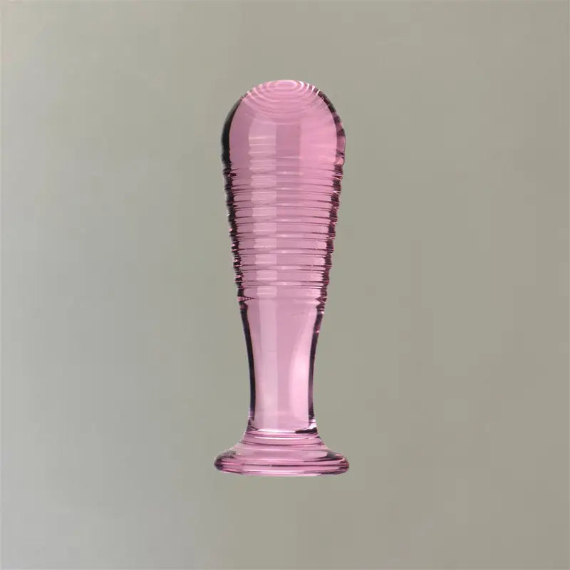 Elegant Blue Glass Threaded Anal Plug G-Spot Stimulation Ribbed Design