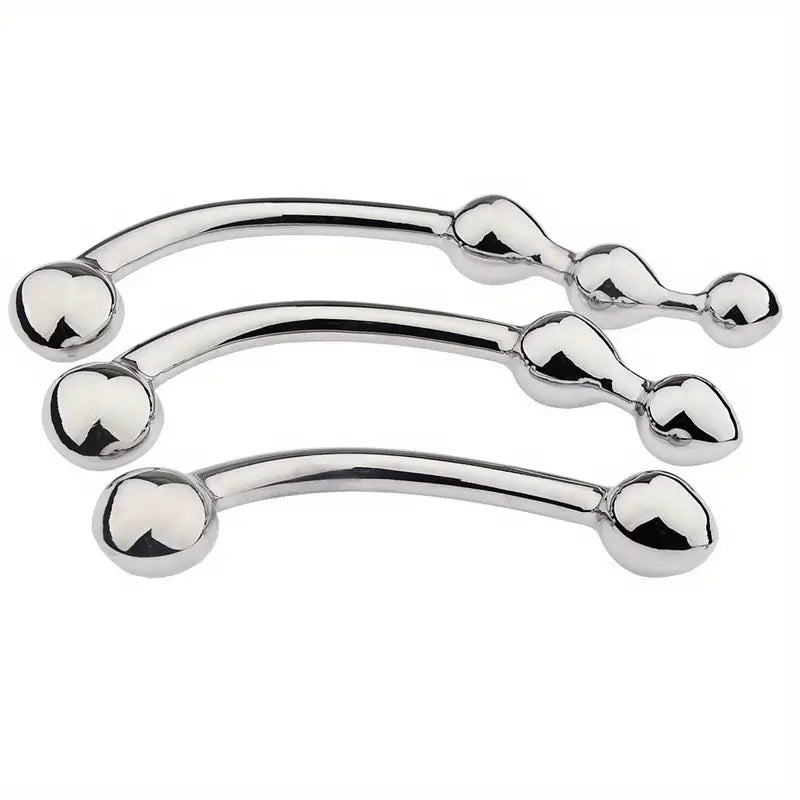 Stainless Steel Anal Stopper With 4 Beads Prostate Massager For Adults