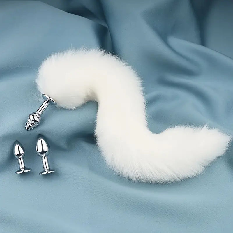 Detachable Faux Fur Fox Tail Metal Anal Plug Role-playing Anal Sex Toy