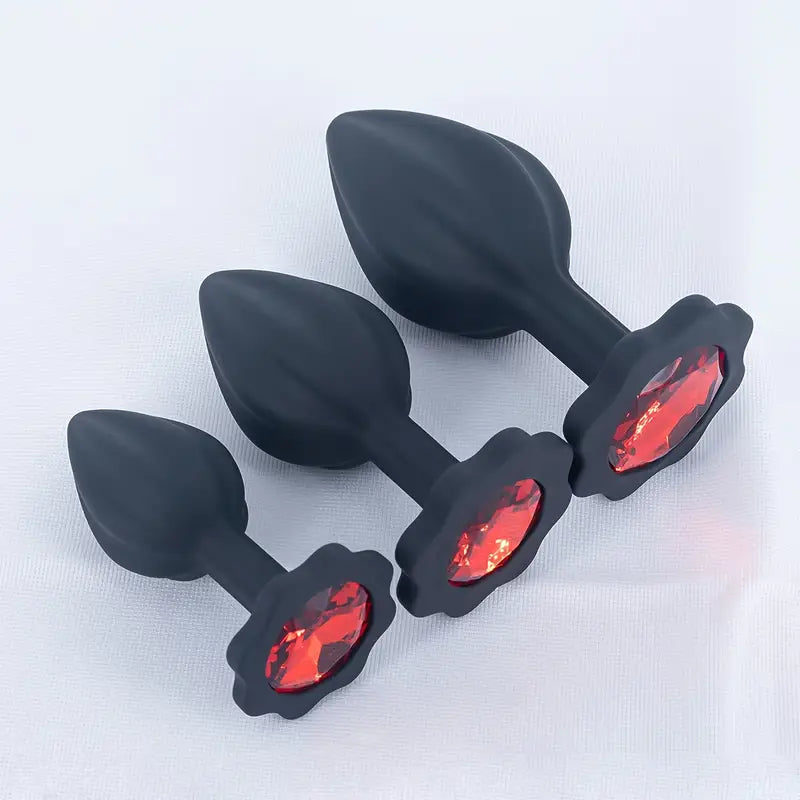 Silicone Anal Plug With Red Diamond Base Small G Spot Butt Plug For Beginners