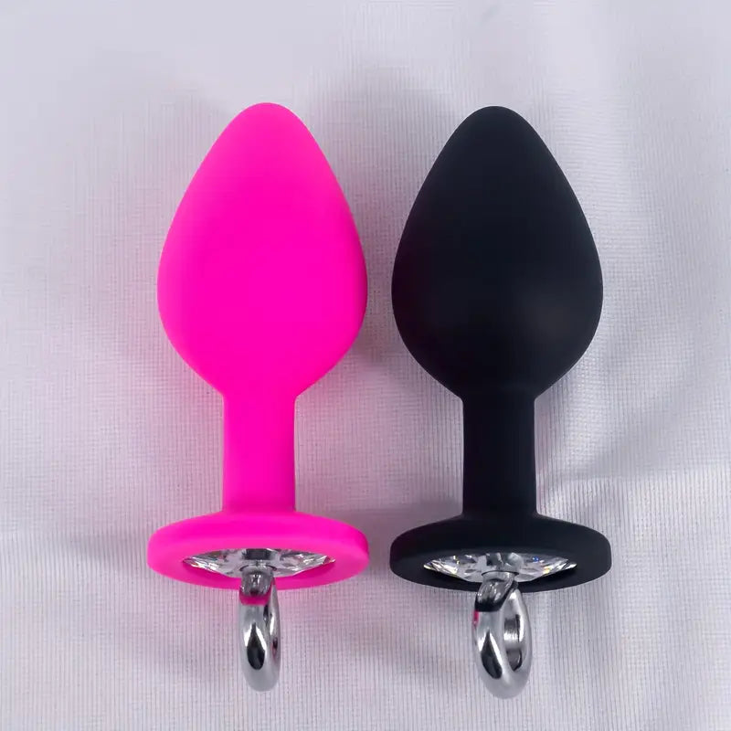Pull Ring Silicone Anal Plug For G-point Massage Gem Base Butt Plug