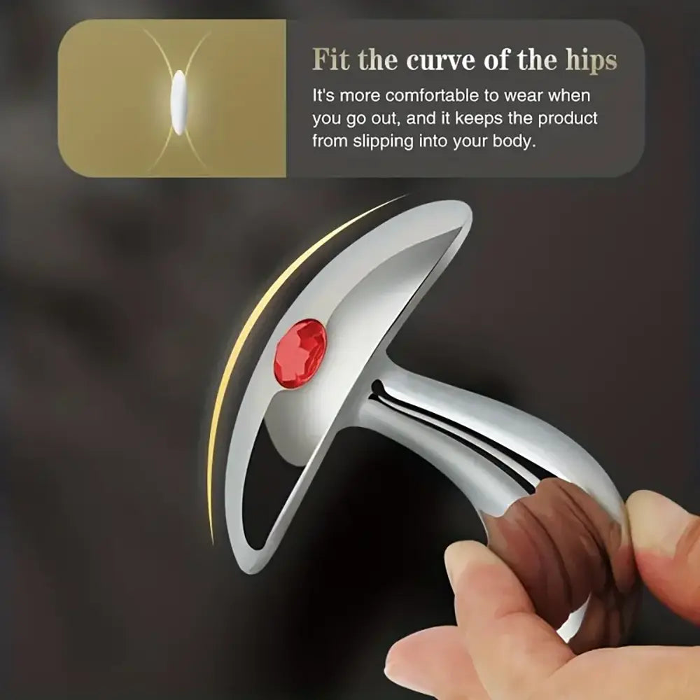 Golden Thumb Metal Male Anal Plugs With Gemstone Base Design