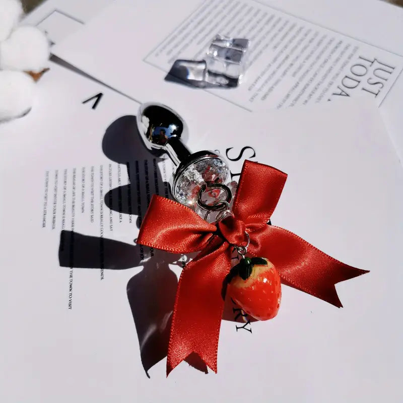 Strawberry Series Female Butt Anal Plug With Bell Anal Sex Toy