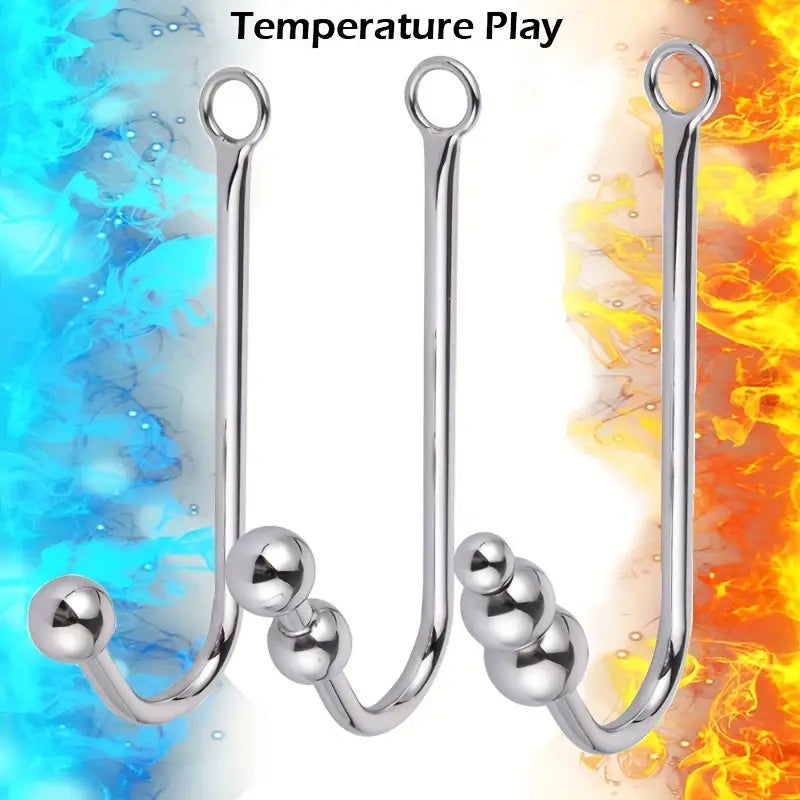 BDSM Anal Hook & Beads Set With Faux Leather Collar Handcuffs Butt Plug