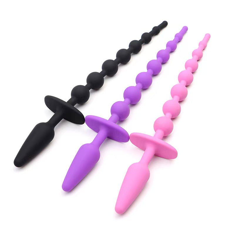 Anal Beads Play Silicone Butt Plug Safe Pull Ring SM Fetish Anal Plug