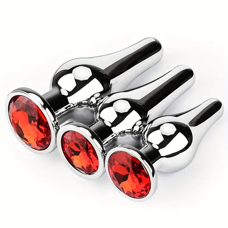 Tapered Anal Plug Trainer Kit Metal Jeweled Fetish Jewelry Butt Plug