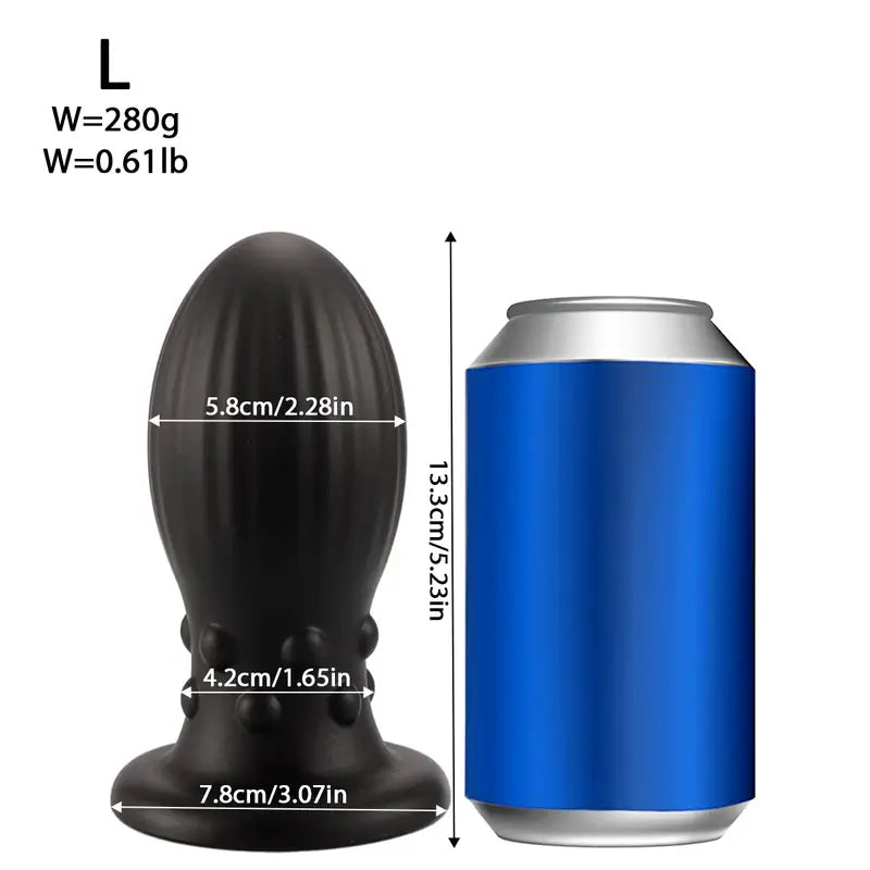 Black Anal Plug With Grains Dragon Egg Base With Suction Cup Anal Plug