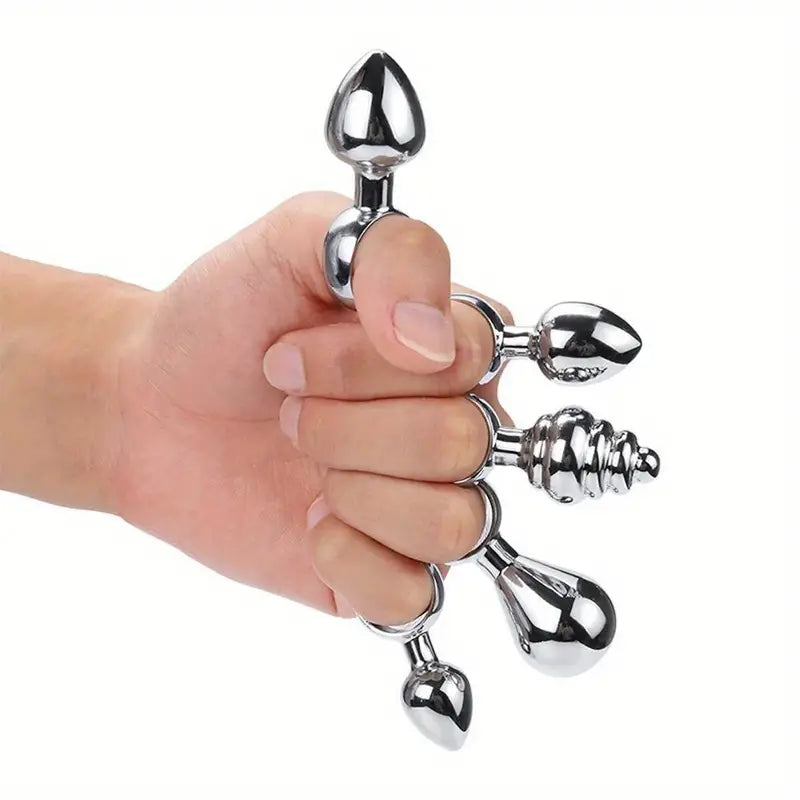 Premium Metal Anal Plug G-Spot Massager Dilator With Textured Pull Ring