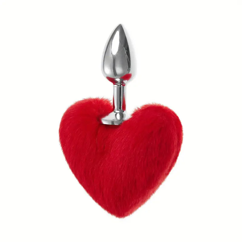 Soft Cute Heart Shaped Pom Anal Plug Adult Sexual Toy For Men