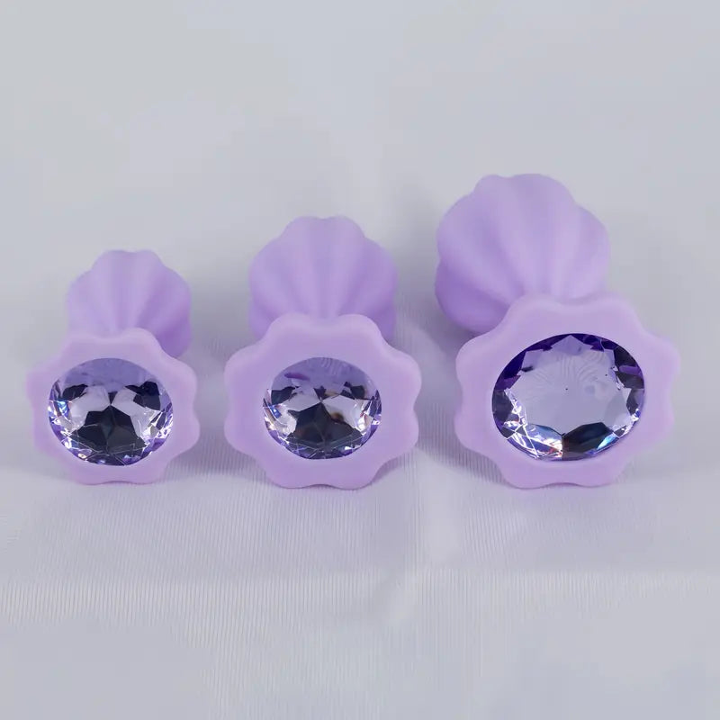 Three-piece Diamond Jewelry Decorated Anal Training Butt Plug