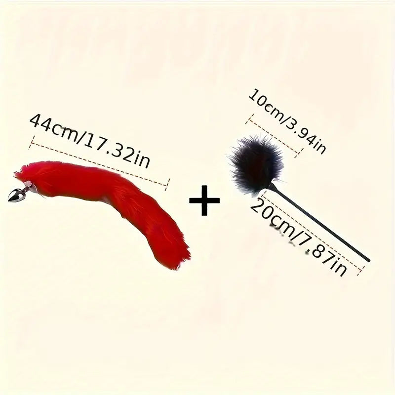 Anal Plug Tail Plus Feather Gradient Color Metal Anal Plug Tail Erotic Supplies