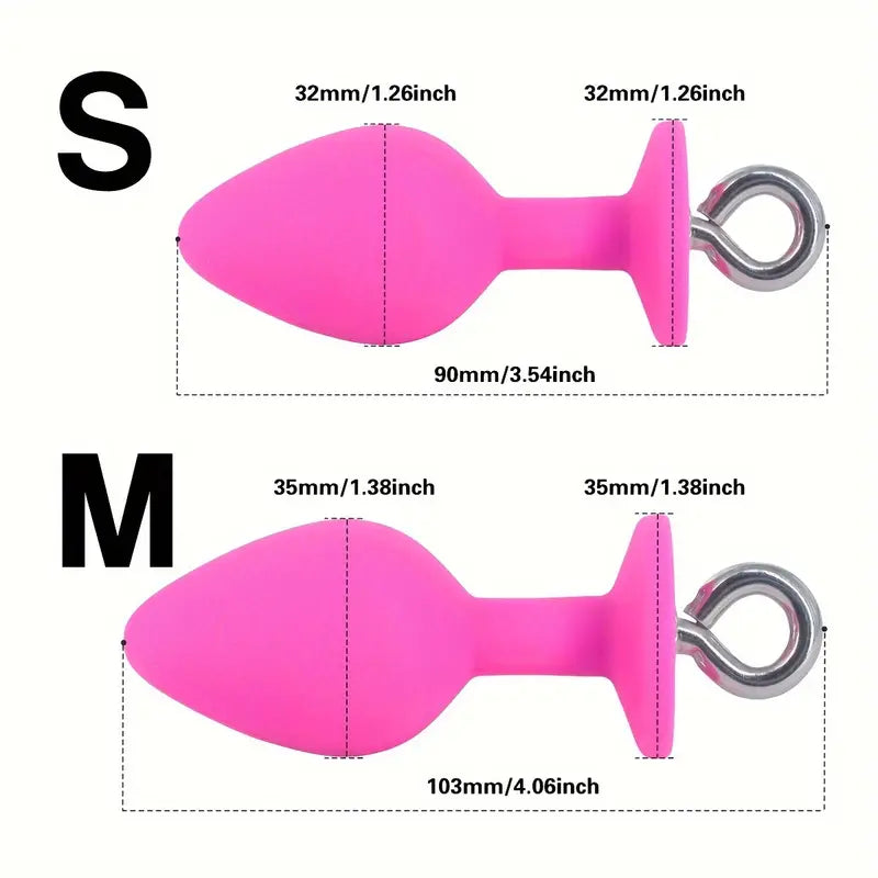 Pull Ring Silicone Anal Plug For G-point Massage Gem Base Butt Plug