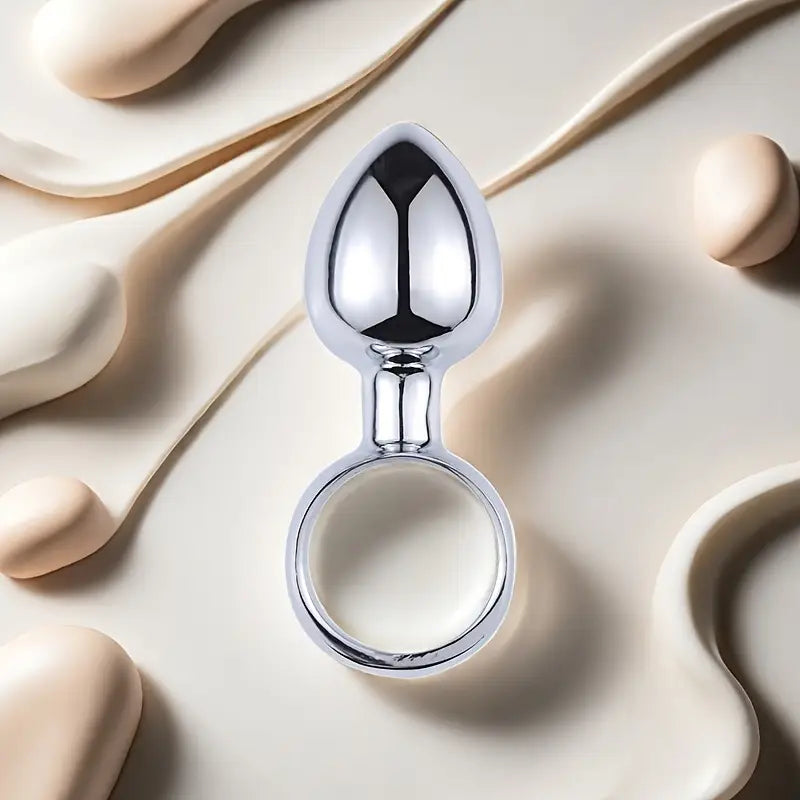 Premium Metal Anal Plug G-Spot Massager Dilator With Textured Pull Ring