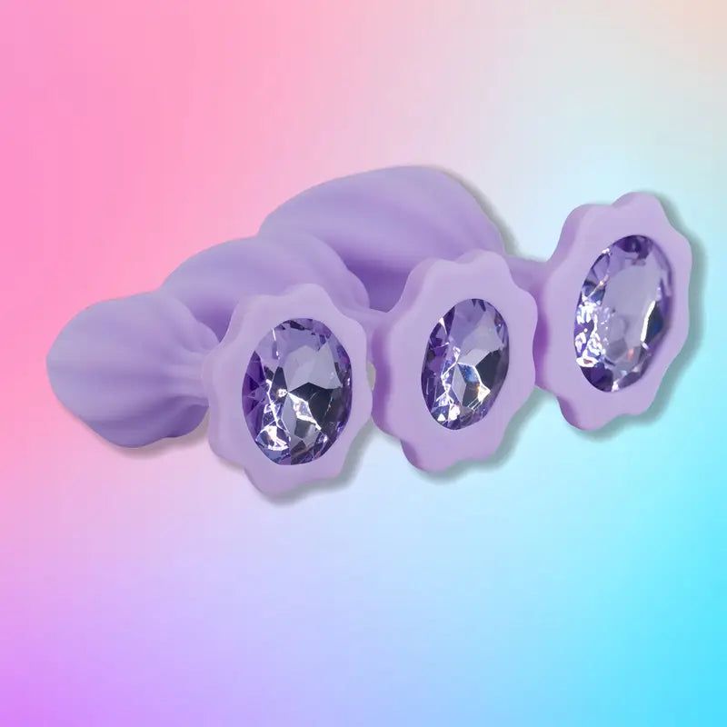 Three-piece Diamond Jewelry Decorated Anal Training Butt Plug