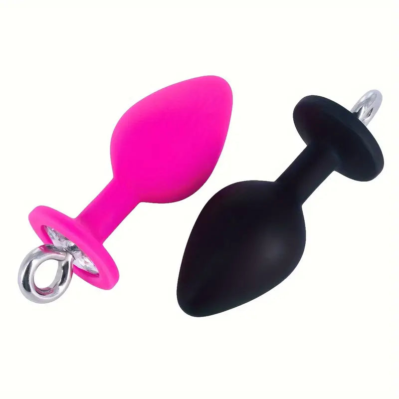 Pull Ring Silicone Anal Plug For G-point Massage Gem Base Butt Plug
