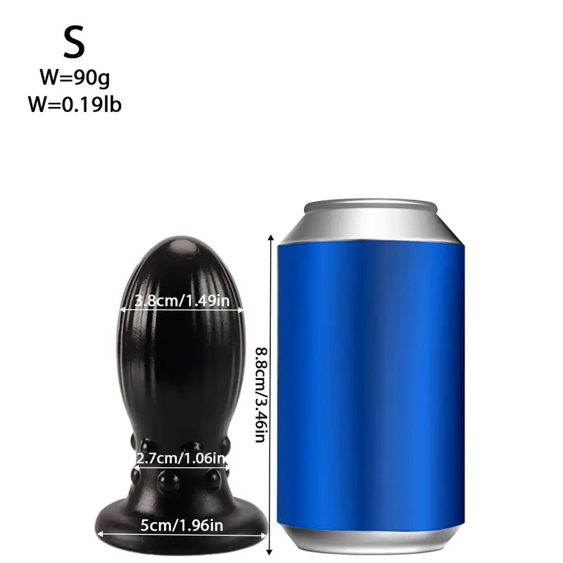 Black Anal Plug With Grains Dragon Egg Base With Suction Cup Anal Plug