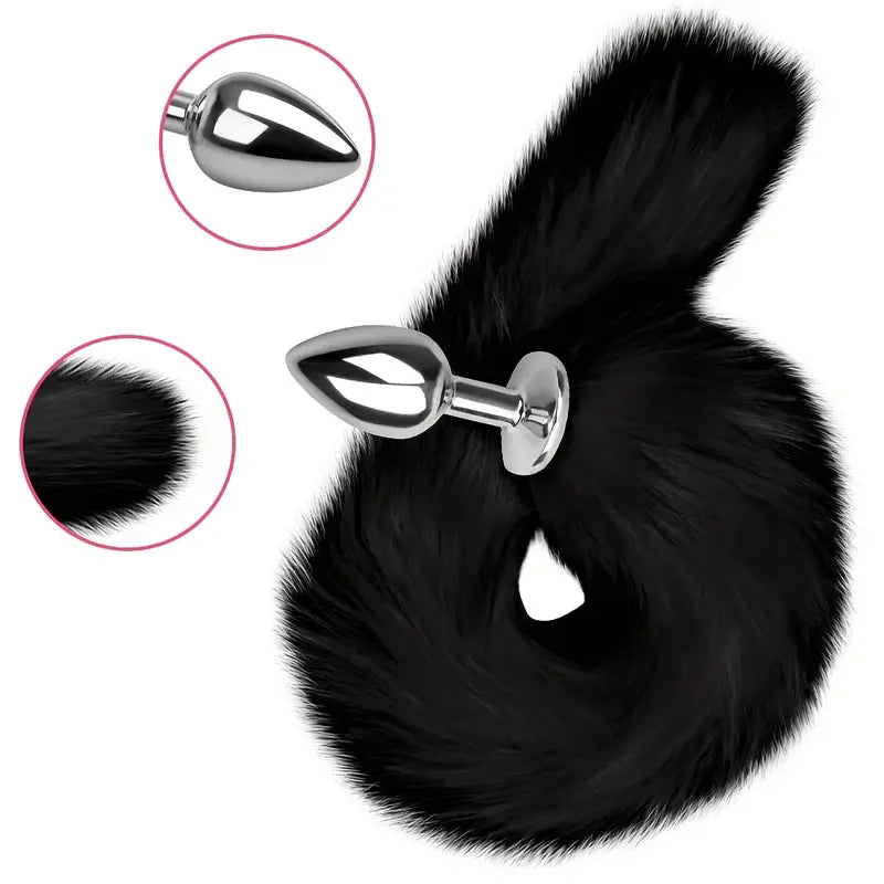 Three Size Dog Tail Metal Anal Plug Animal Tail Butt Plug Cosplay Sex Games