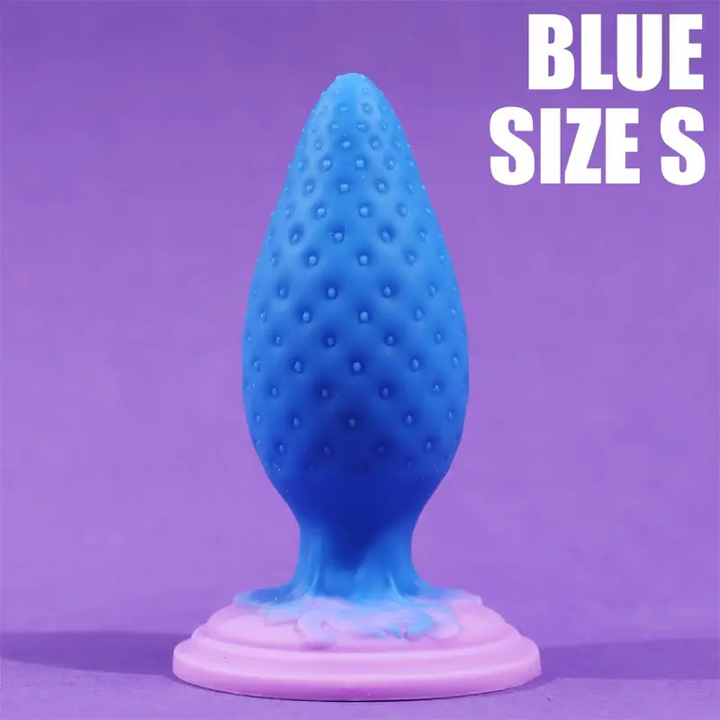Super Soft Strawberry-Shaped Liquid Silicone Double Size Anal Plug