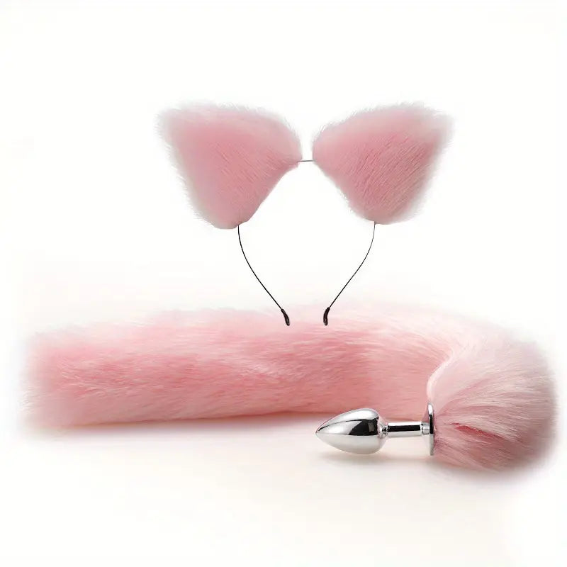 Fur Anal Fox Tail Metal Heads Butt Plug Adult Game Insert Stopper Set