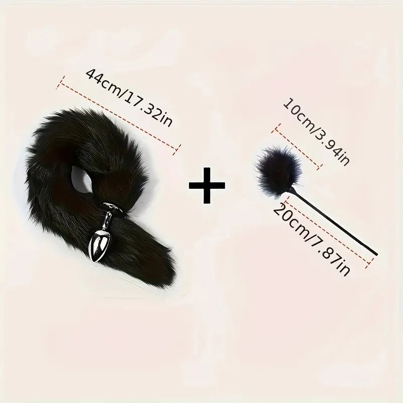 Anal Plug Tail Plus Feather Gradient Color Metal Anal Plug Tail Erotic Supplies