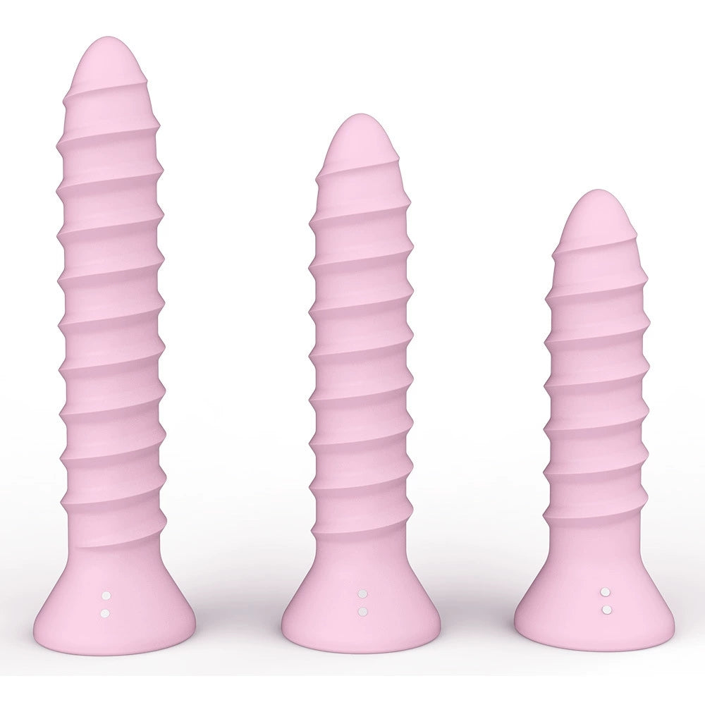 Silicone Anal Dildo 10 Vibrating Nail Shape Butt Plug With Screw Thread