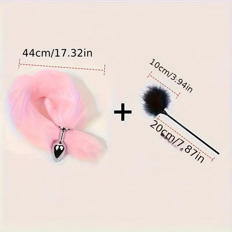 Anal Plug Tail Plus Feather Gradient Color Metal Anal Plug Tail Erotic Supplies