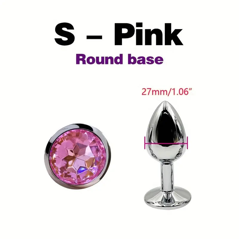 BDSM Metal Anal Plug With Gem Base For Beginner To Expert G-spot
