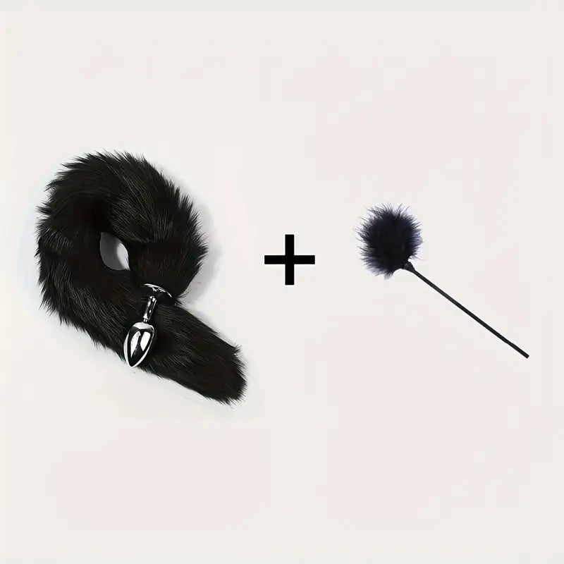 Anal Plug Tail Plus Feather Gradient Color Metal Anal Plug Tail Erotic Supplies