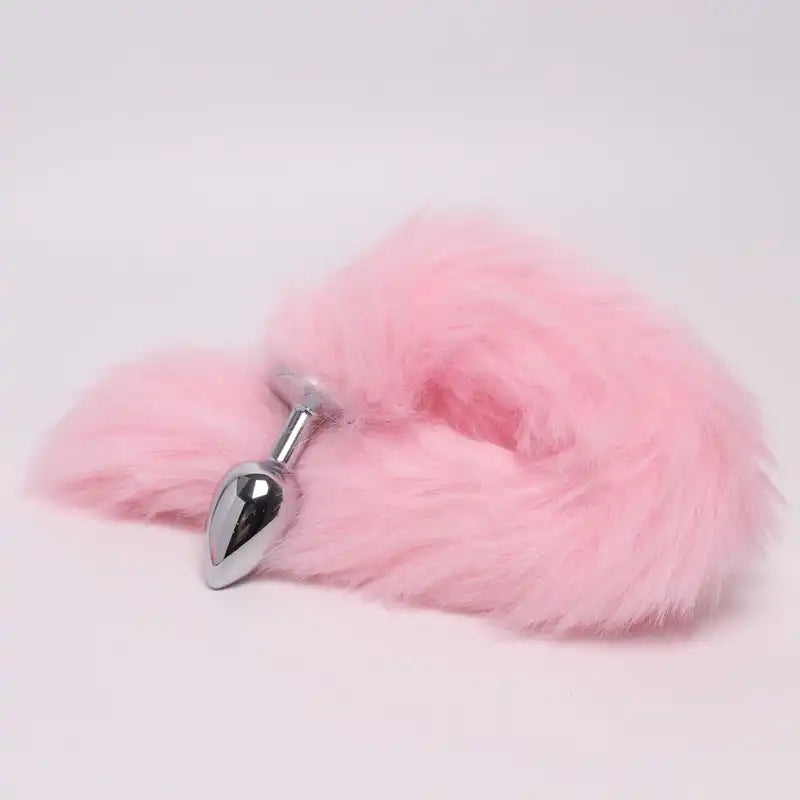 Fur Anal Fox Tail Metal Heads Butt Plug Adult Game Insert Stopper Set