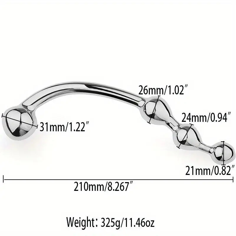 Stainless Steel Anal Stopper With 4 Beads Prostate Massager For Adults