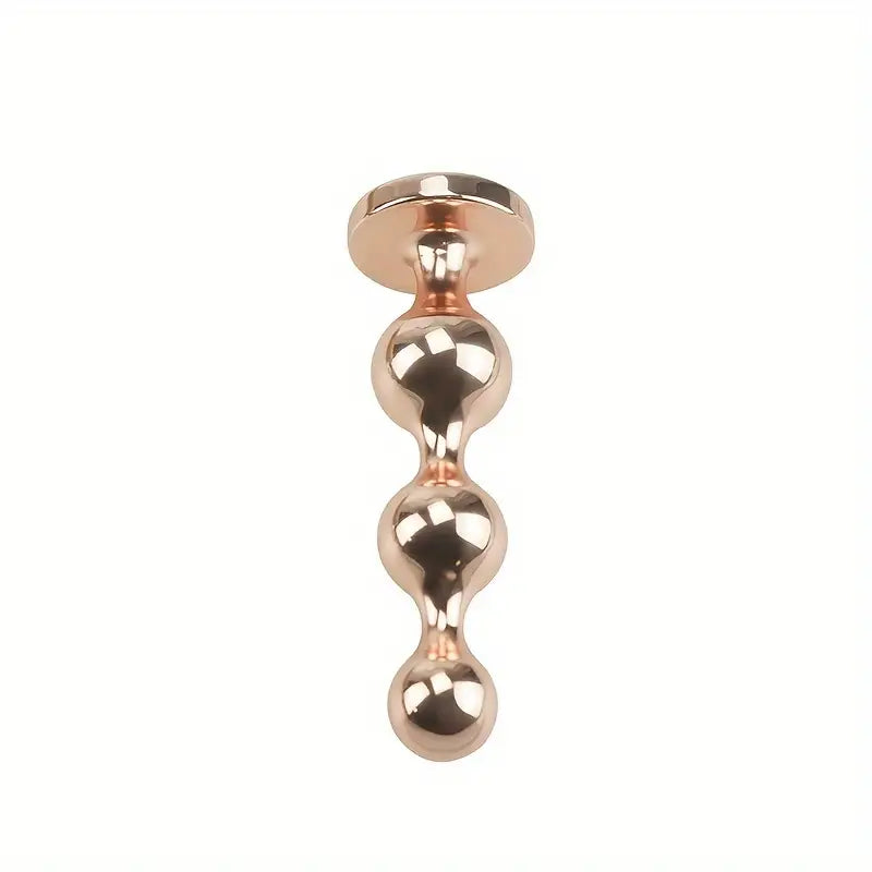 Rose Golden Metal Anal Plug 3-Tier Butt Plug With Gemstone Base