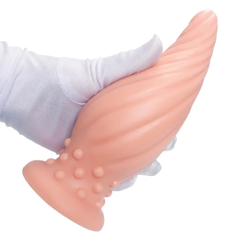 New Apricot-Colored Special Spiral Cone Anal Plug Novel Anal Toy