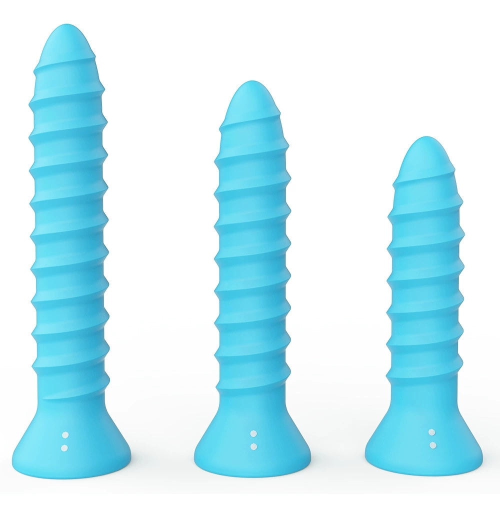 Silicone Anal Dildo 10 Vibrating Nail Shape Butt Plug With Screw Thread
