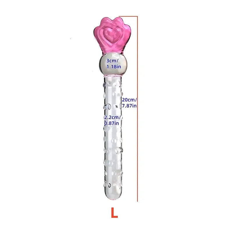 Heart-Shaped Glass Crystal Dildo Anal Plug With Beads Erotic Toy For Men