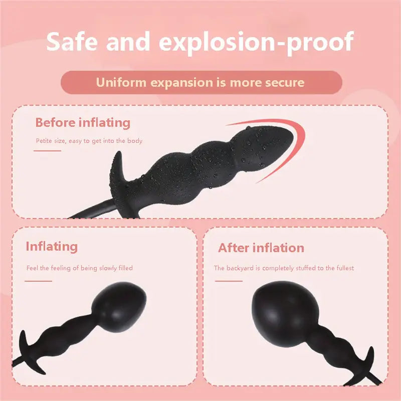 Inflatable Silicone Butt Plug Anal Beads Stretchers G Spot Stimulator