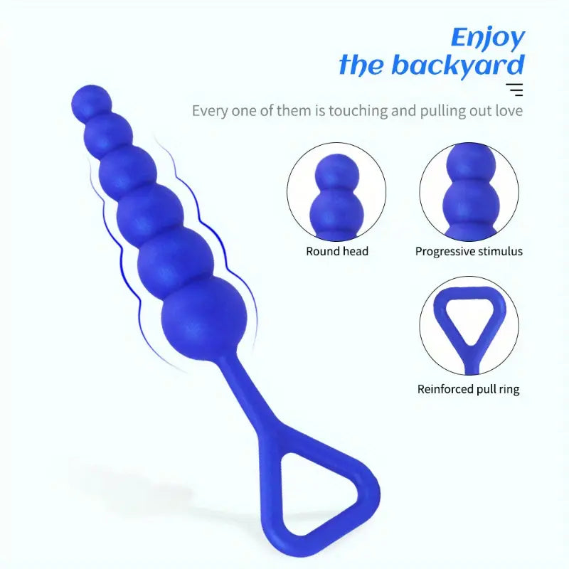 Anal Pulling Beads BDSM Silicone Anal Plug Blue & Purple Anal Stimulation