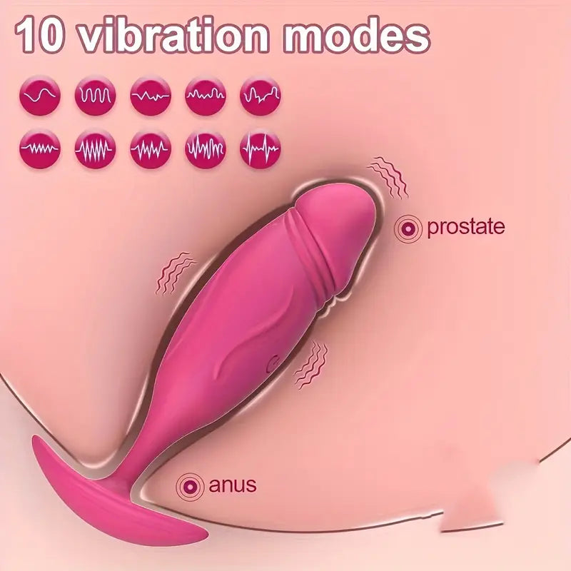 10 Vibration Modes Prostate Anal Plug Rechargeable Quiet Silicone Adult Toy