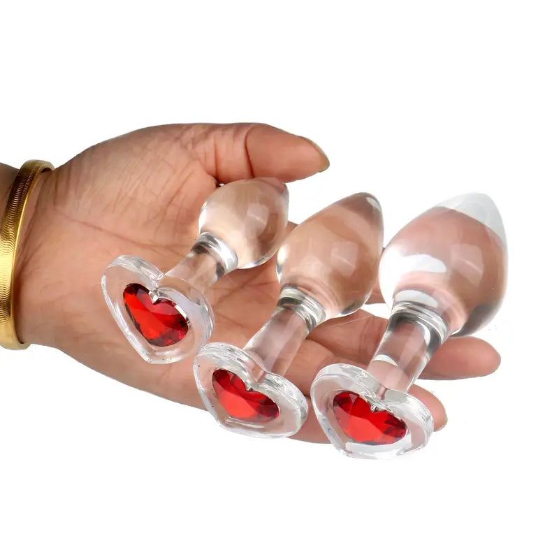 Glass Crystal Heart-Shaped Anal Plug Adult Toy For Couples Men Women
