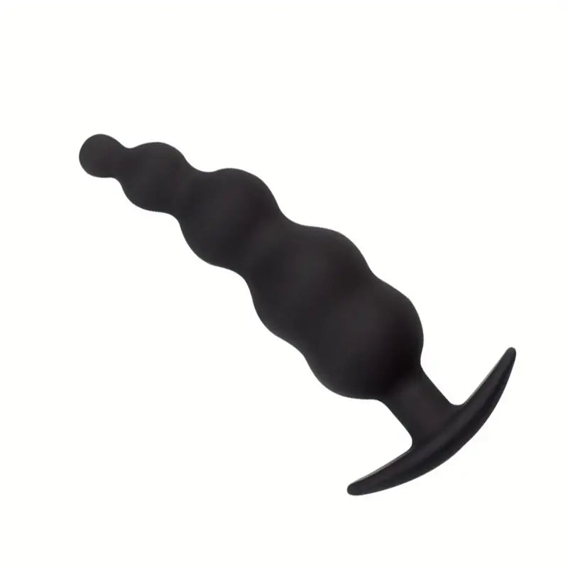 Ergonomic Black Silicone Anal Beads Secure Anchor Base Adult Toy