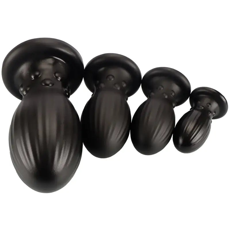 Black Anal Plug With Grains Dragon Egg Base With Suction Cup Anal Plug