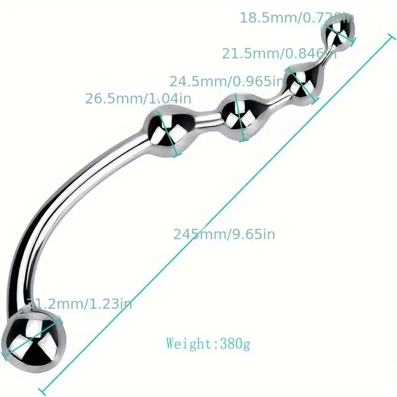 S-Shaped Gradient Bead Design Metal Butt Plug Waterproof Anal Hook