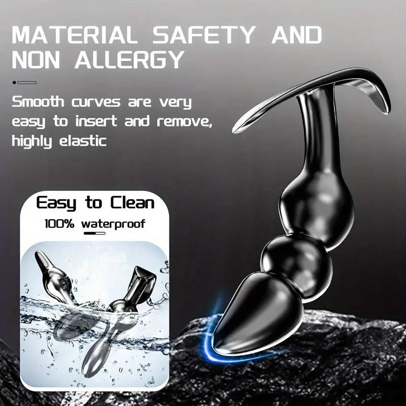 6pcs TPE Butt Beads Plug Set Silicone Anus Toys With Curved Base