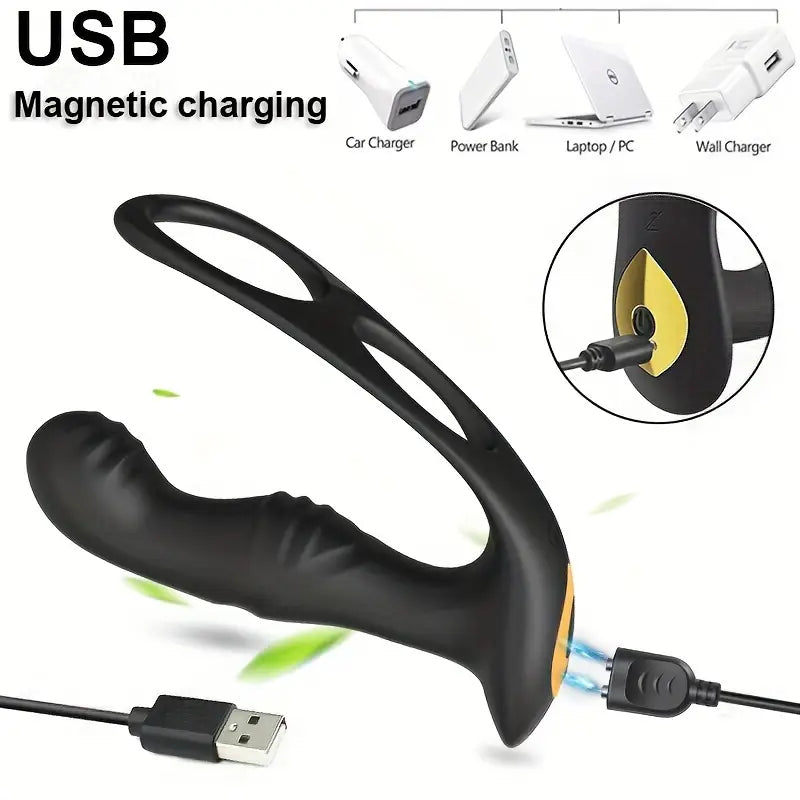 Remote Anal Vibrator 10 Speeds Delay Ejaculation Cock Ring Anus Plug