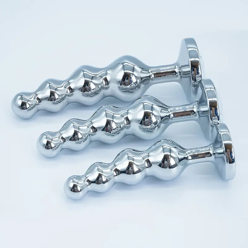 4 Bead Metal Anal Plug Gem Base Butt Plug Beginner Expert Anal Stimulation